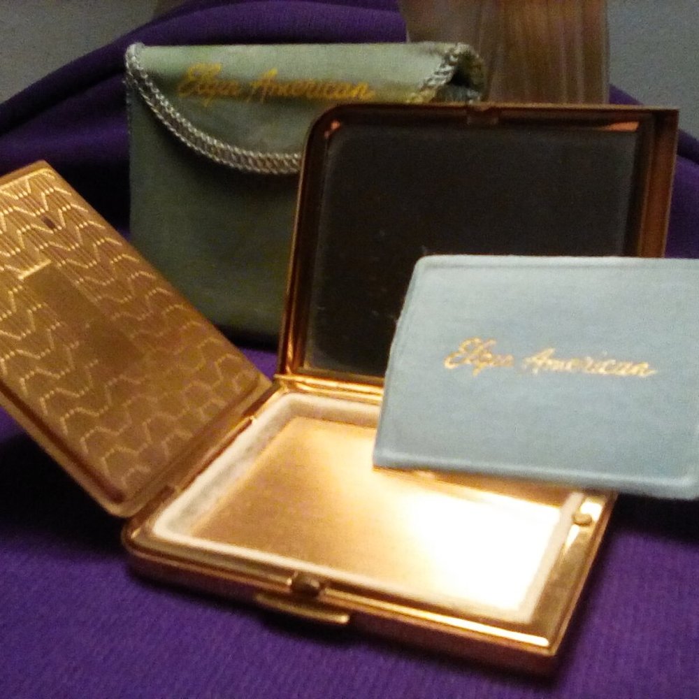 ELGIN AMERICAN COMPACT VINTAGE GOLDEN BRASS 1950s - Picture 6 of 9